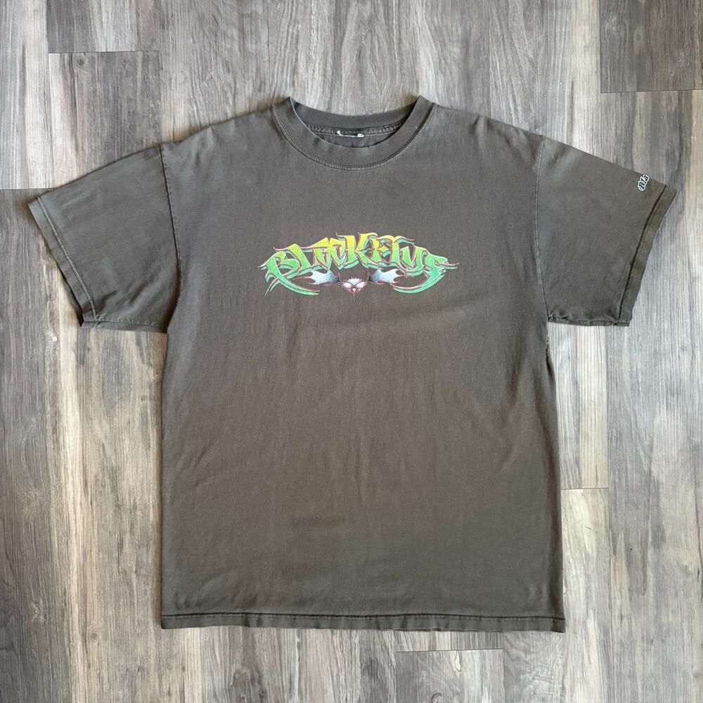 Vintage Black Flys Sunglasses T-Shirt Men's Size L Brown Faded Eyewear 1990s